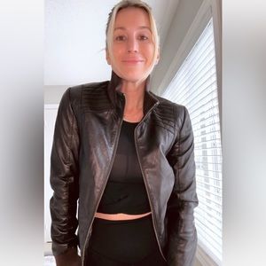 Danier: Chocolate Brown Leaver bomber jacket